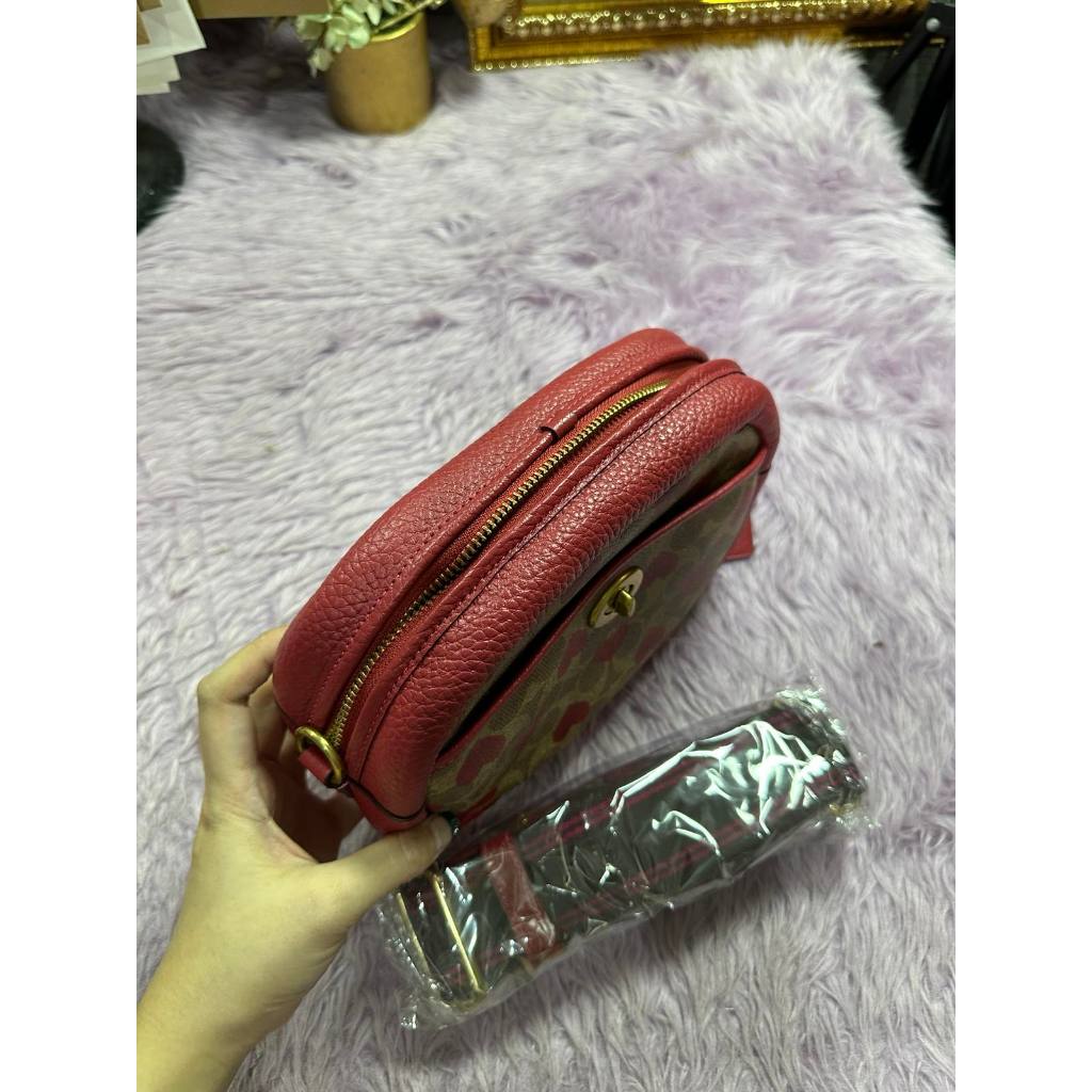 ORIG Preloved CCH Camera Small Khaki/Red Bag Thick Strap