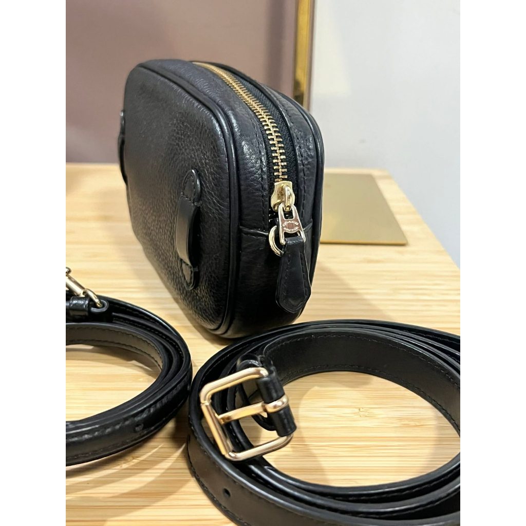 ORIG Preloved CCH  Black Pebbled Leather Convertible Belt Mini Bag
