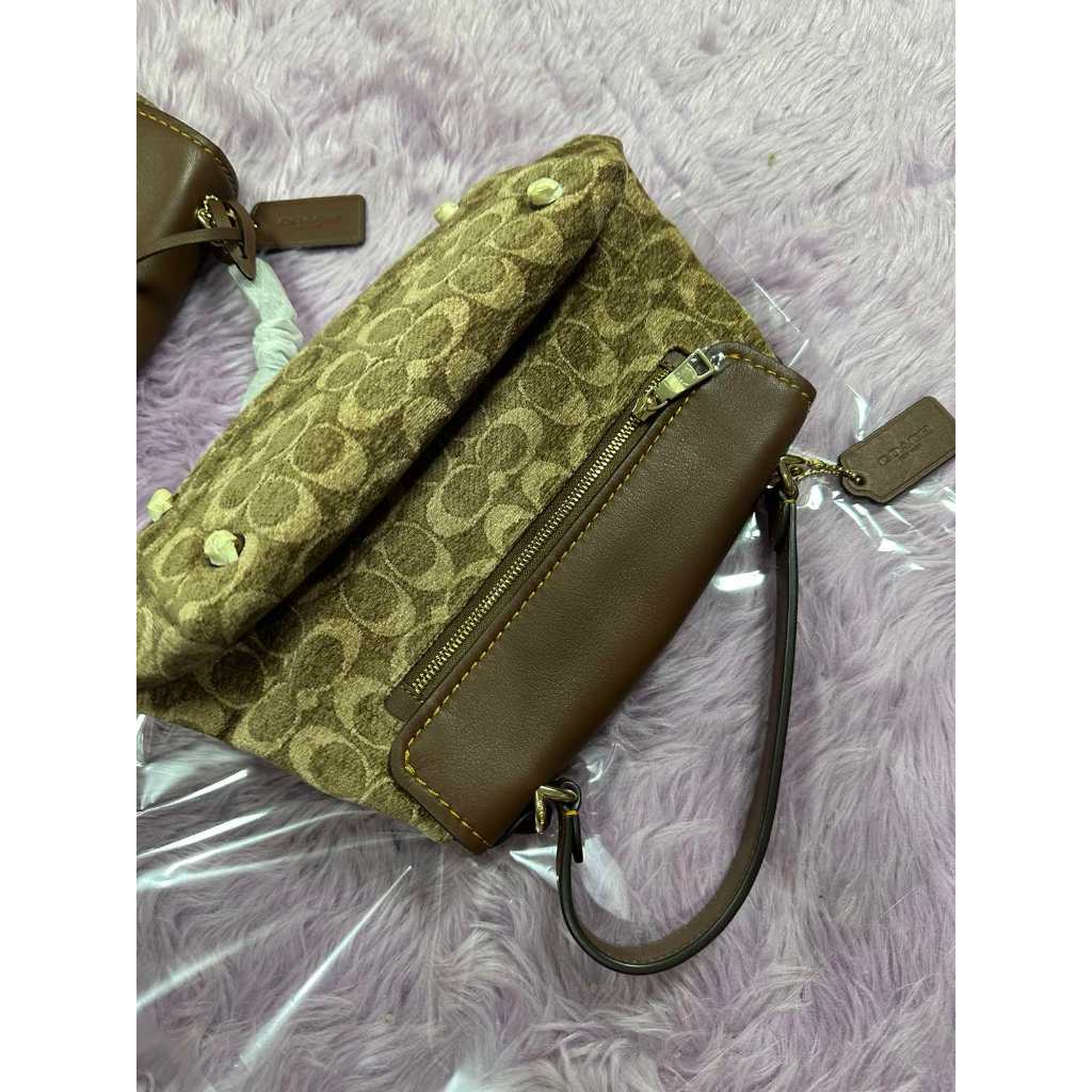 ORIG & IMPORTED CCH Emory Top Handle Tan Brown Bag In Signature Chenille