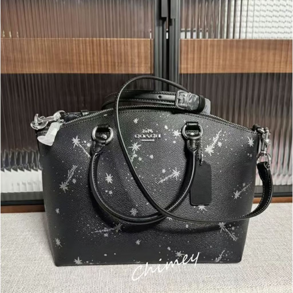 ORIG & IMPORTED CCH Sadie Satchel Black Bag With Star Print