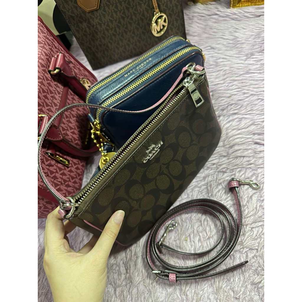 ORIG Preloved CCH Top Handle Pouch Crossbody Small Brown/Pink Bag