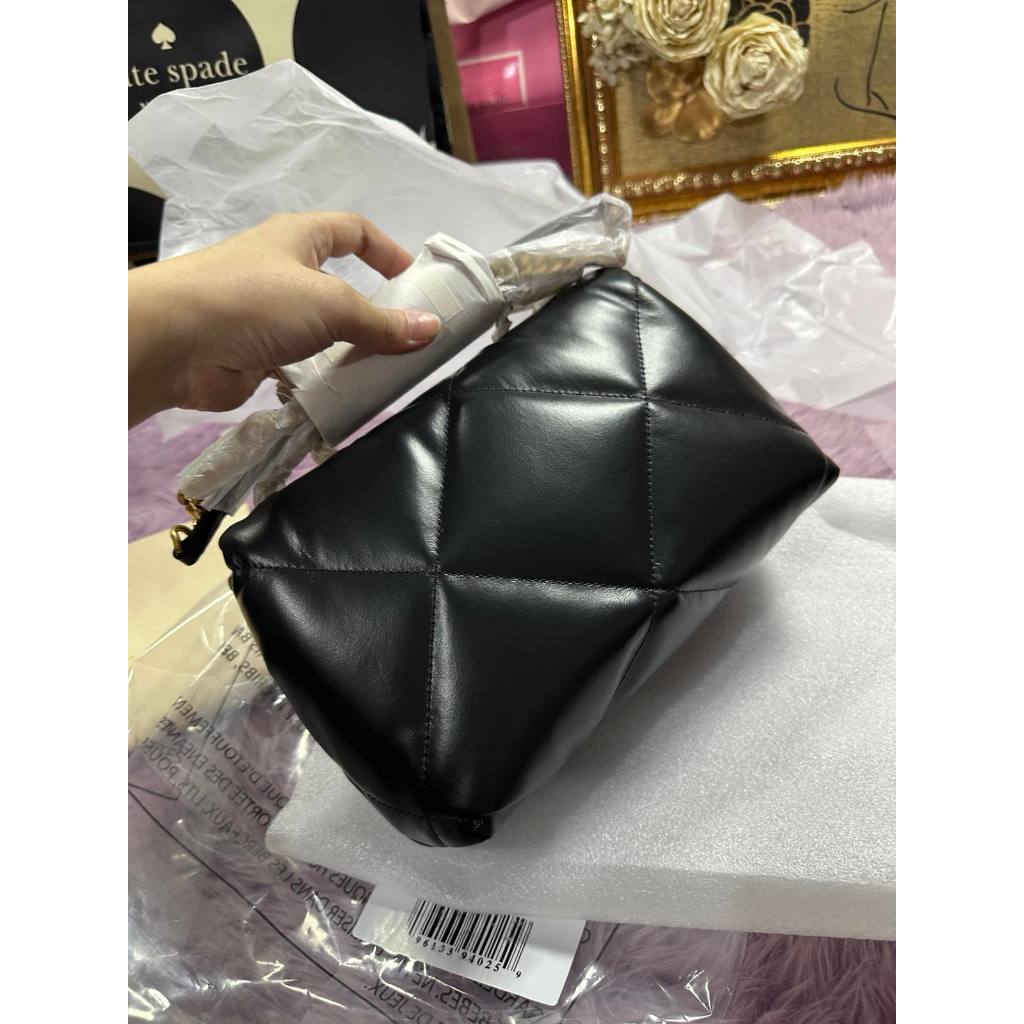 ORIG & IMPORTED TB Small Kira Diamond Quilt Convertible Shoulder Bag Black