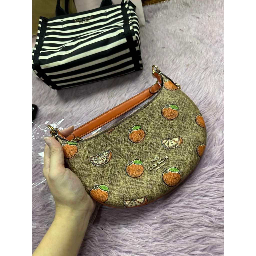ORIG & IMPORTED CCH Mini Payton Brown/Orange Bag With Orange Print