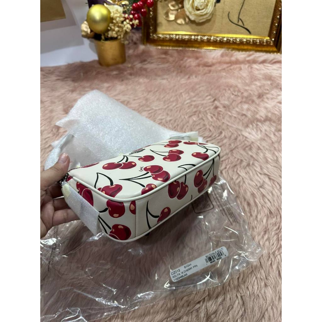 AUTHENTIC/ORIGINAL CCH Nolita 19 With Cherry Print Small White Bag
