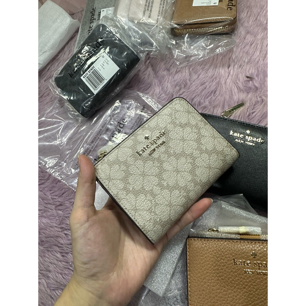 ORIG & IMPORTED KS Small L-Zip Compact Wallet Black/Brown/Spade Beige