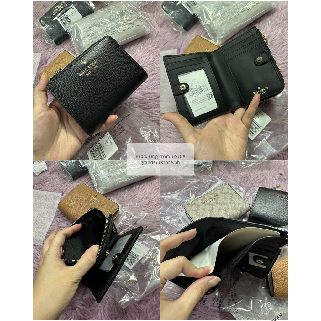 ORIG & IMPORTED KS Small L-Zip Compact Wallet Black/Brown/Spade Beige