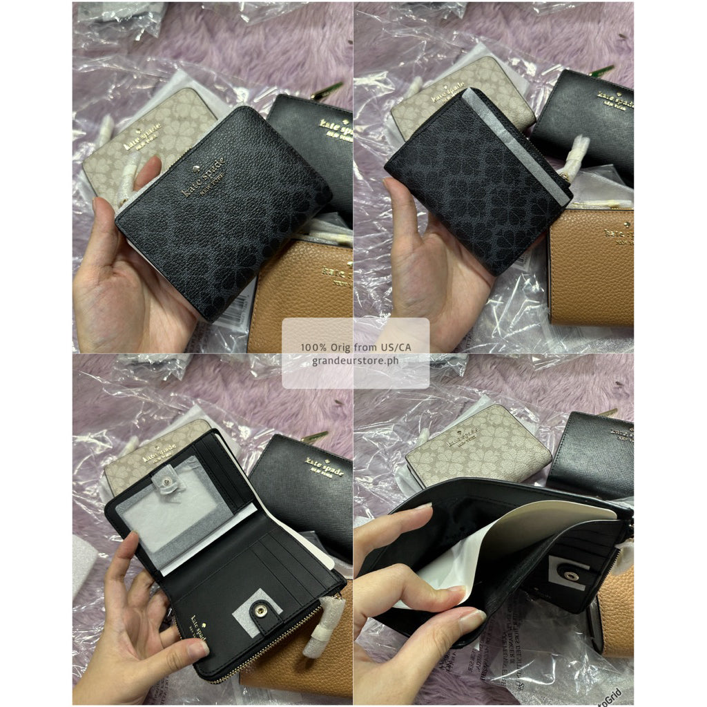ORIG & IMPORTED KS Small L-Zip Compact Wallet Black/Brown/Spade Beige