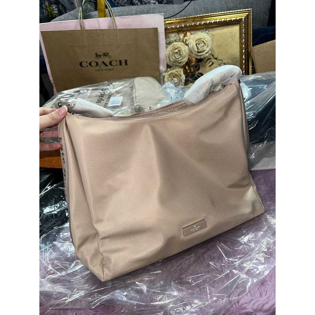 ORIG & IMPORTED KS Carter Nylon Large Convertible Crossbody Beige/Black Bag