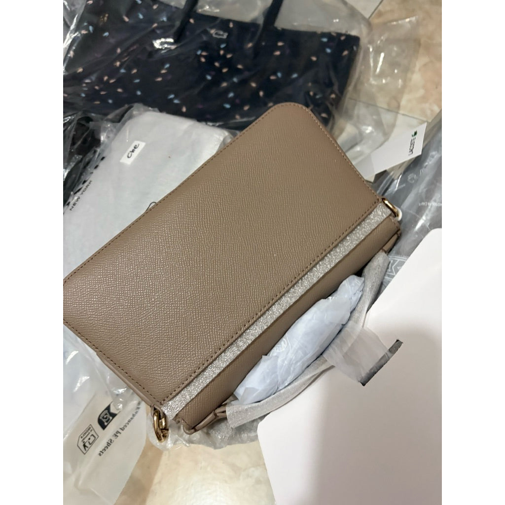 ORIG & IMPORTED Lacoste Champs-Élysées Shoulder Flap Taupe/Pink Bag