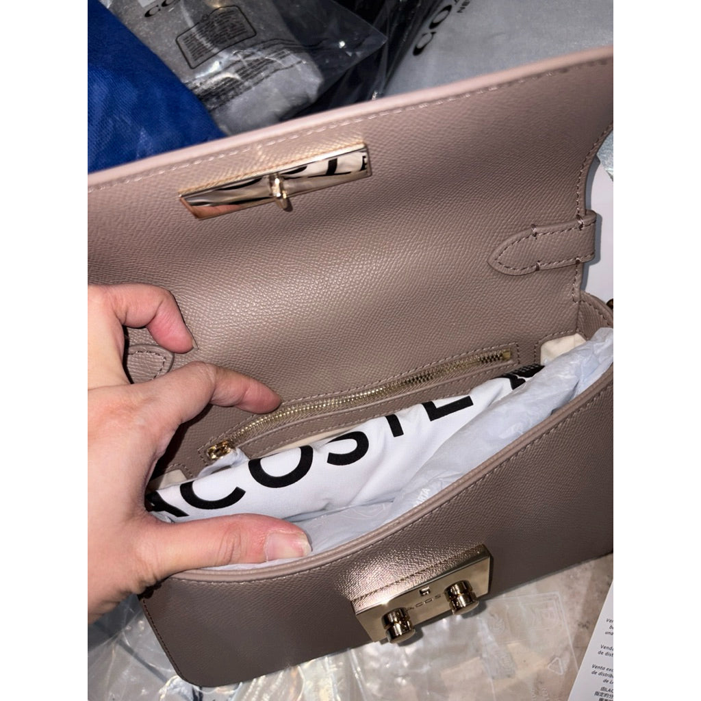ORIG & IMPORTED Lacoste Champs-Élysées Shoulder Flap Taupe/Pink Bag