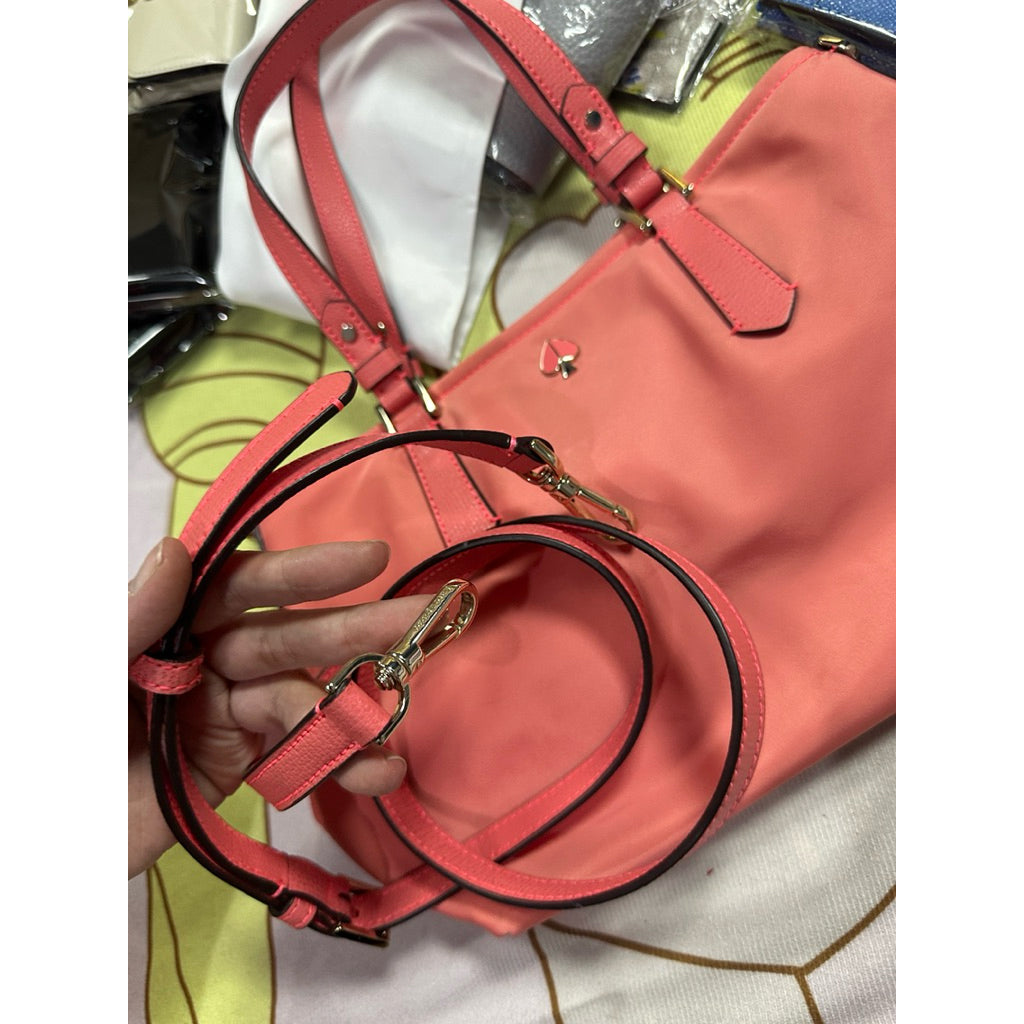 ORIG Preloved KS Retail Taylor Small Nylon Tote Crossbody Bag Coral Pink Peach
