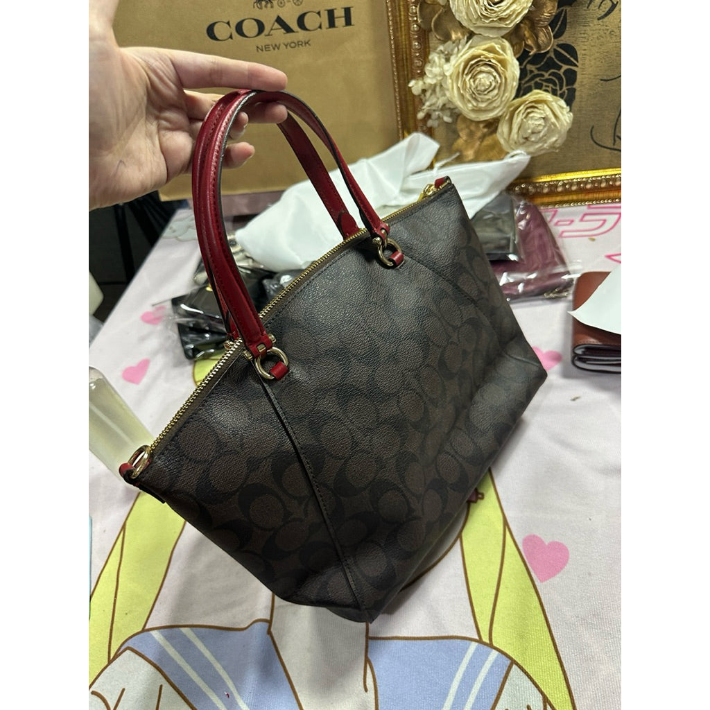 ORIG Preloved CCH Prairie Satchel In Signature Canvas Brown/Red Bag
