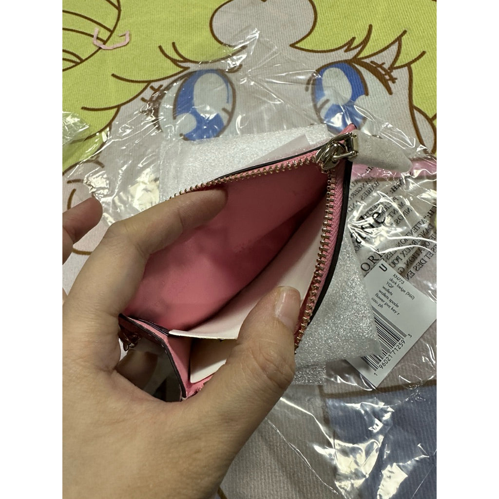 ORIG & IMPORTED KS Spade with Key Ring Card Holder Small Pink/Black Wallet
