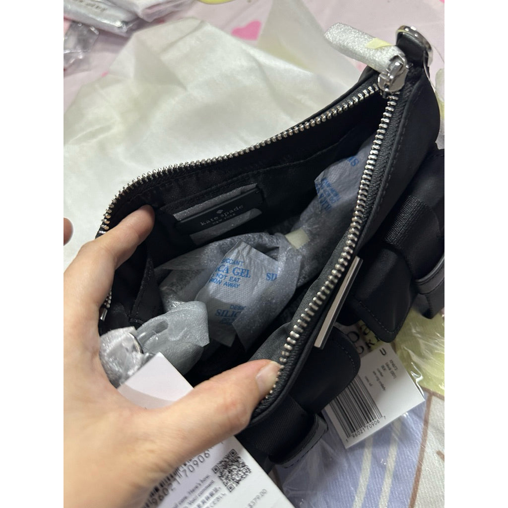 ORIG & IMPORTED KS Carter Cargo Nylon Small Crossbody Shoulder Black/Brown Bag