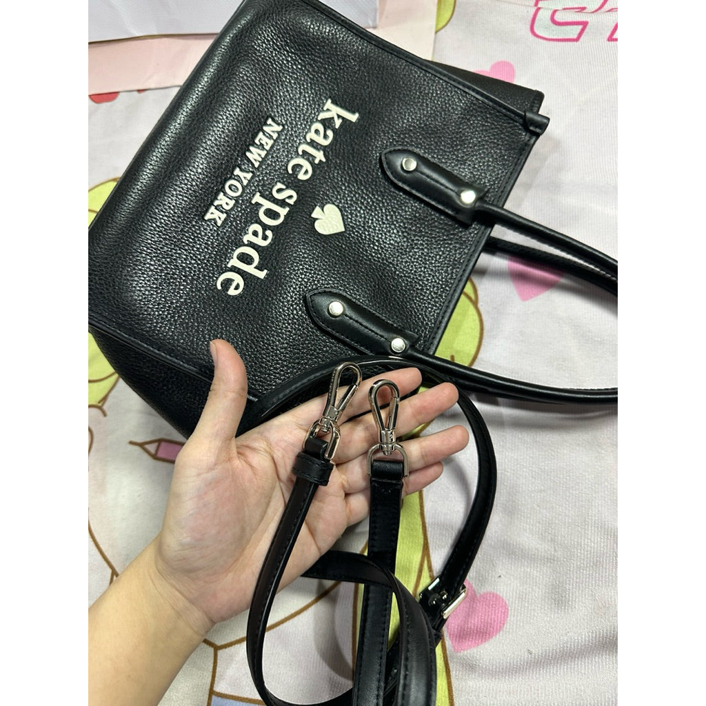ORIG Preloved KS Ella Small Tote Pebbled Leather Black Bag