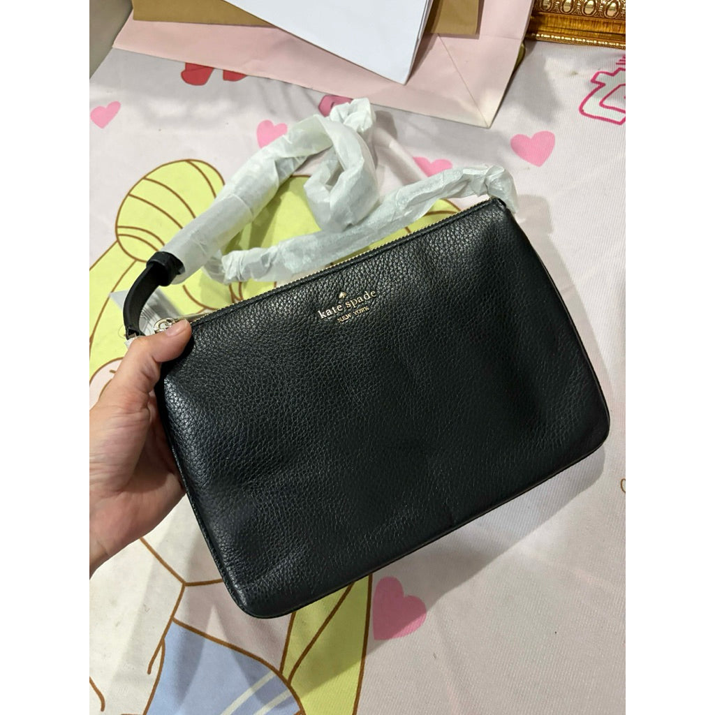 ORIG & IMPORTED KS Leila Triple Gusset Crossbody Small Slim Black Bag