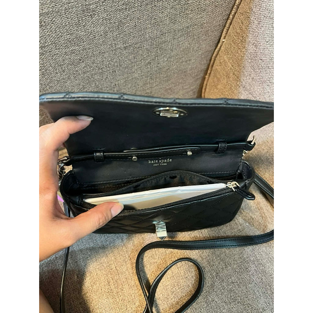 ORIG & IMPORTED KS Natalia Flap Turnlock Crossbody Small Bag in Black