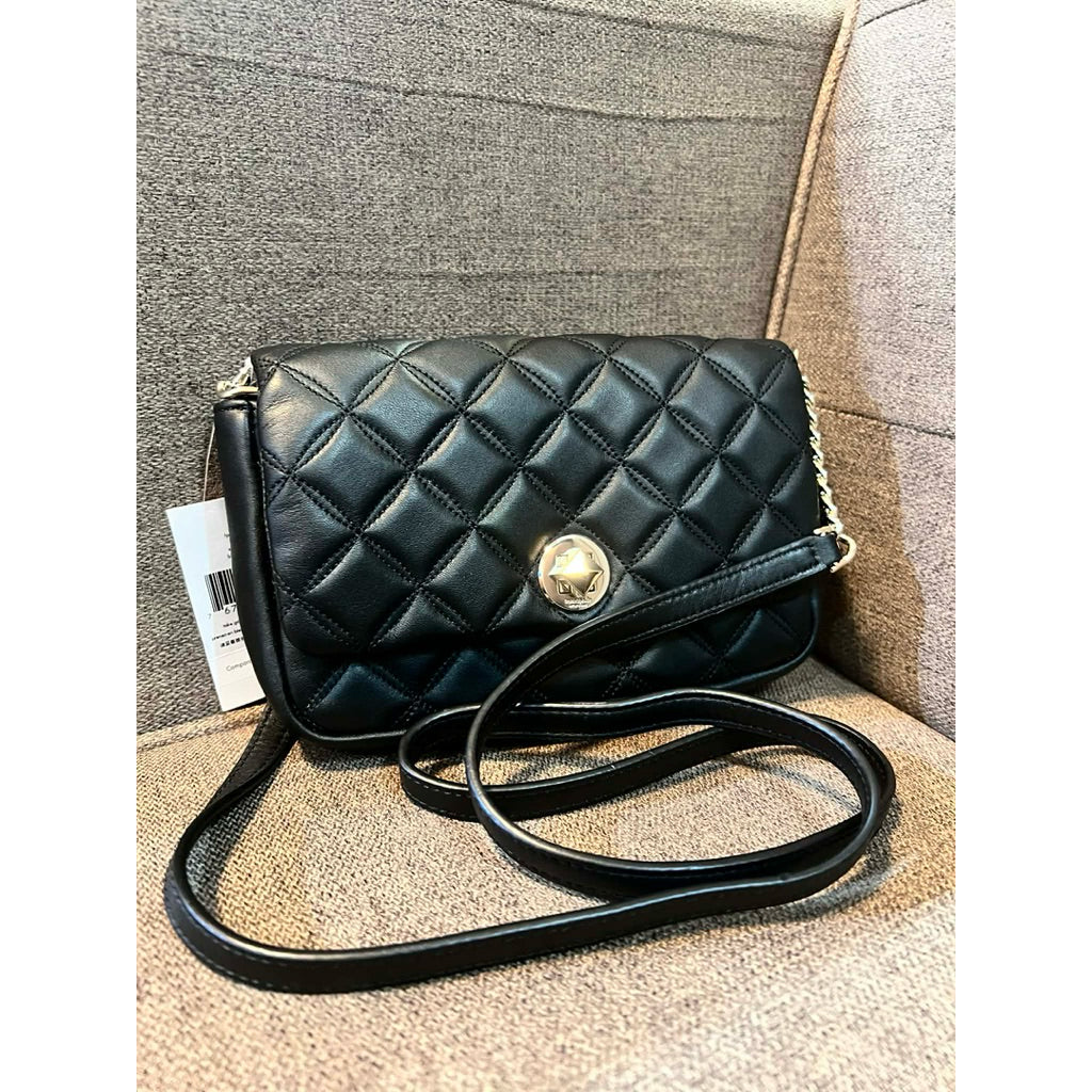 ORIG & IMPORTED KS Natalia Flap Turnlock Crossbody Small Bag in Black