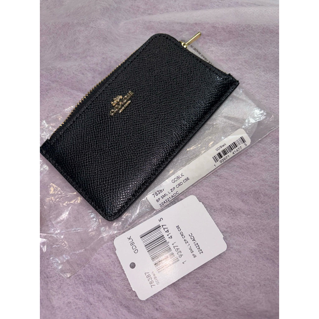 ORIG & IMPORTED CCH 78387 Small L-Zip Card Case Black Wallet