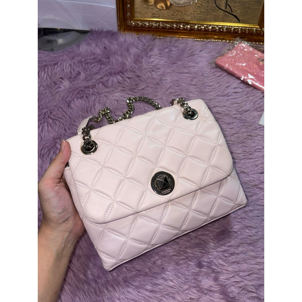 ORIG Preloved KS Natalia Small Flap Crossbody Bag in a quilted light pink