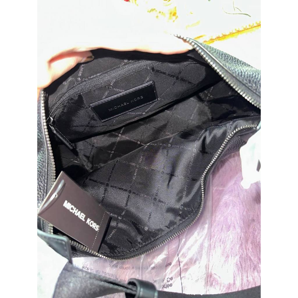 ORIG & IMPORTED MK Cooper Pebbled Leather Crescent Black Men Bag