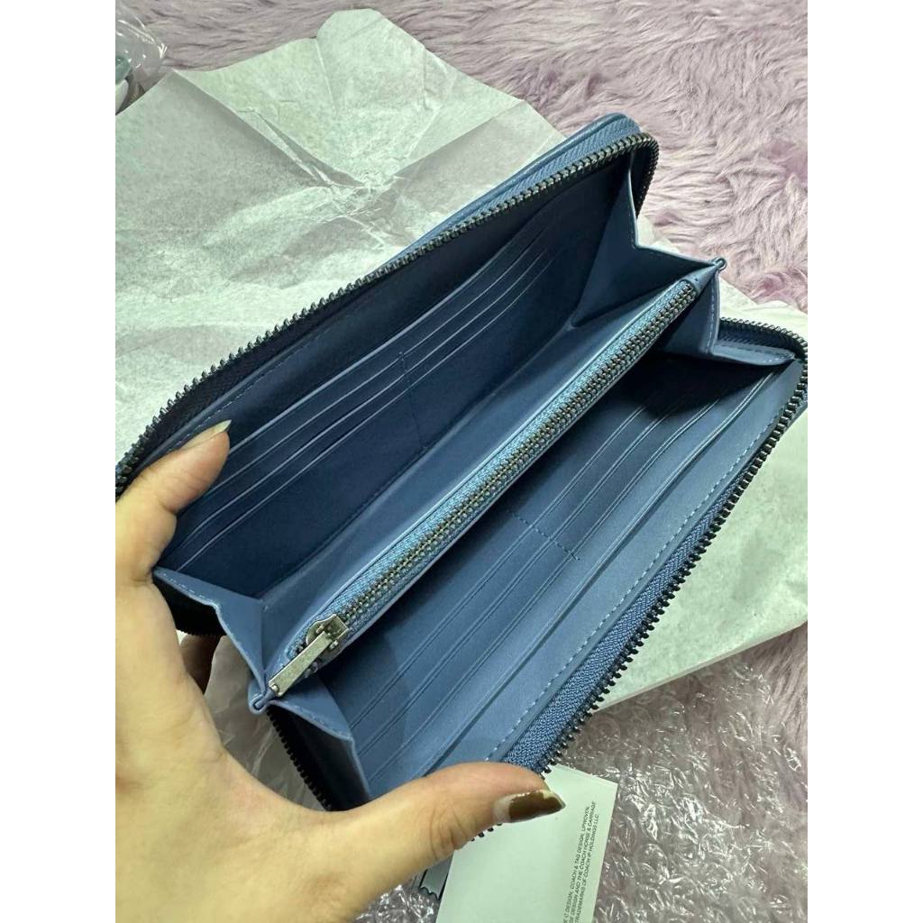 ORIG & IMPORTED CCH Accordion Zip Long Quilted Wallet Blue