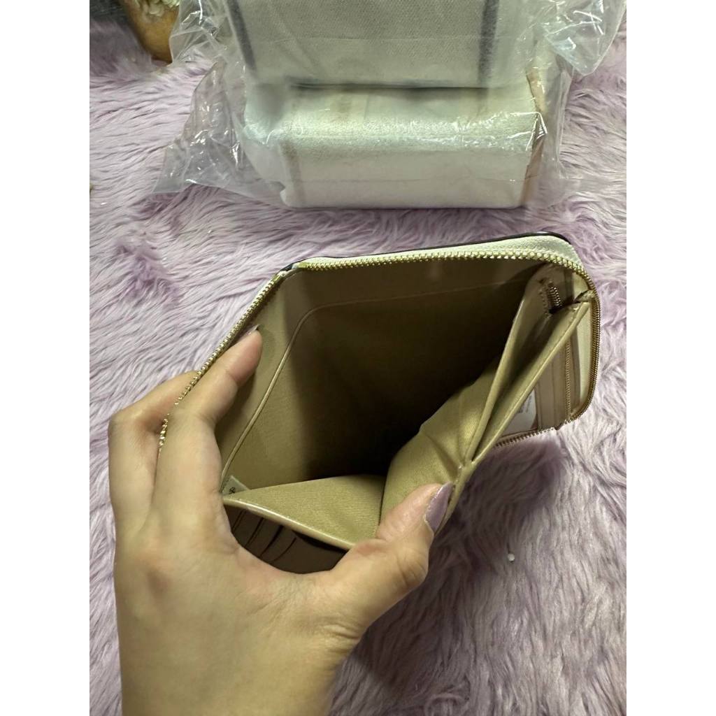 ORIG & IMPORTED CCH Medium Id Zip Wallet In Signature Canvas Varsity Stripe Brown/White/Pink