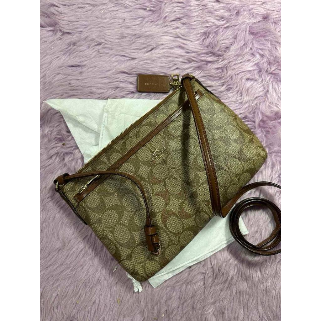 ORIG Preloved CCH East/West Crossbody Small Slim Khaki Brown Bag with Pouch