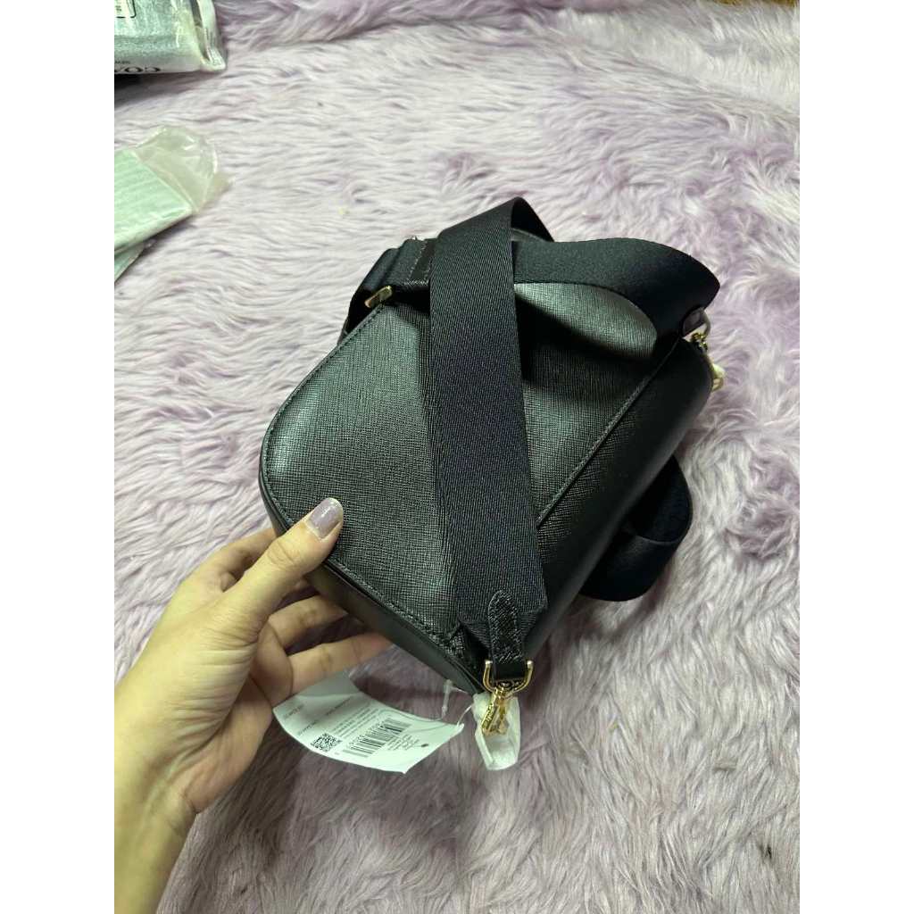 ORIG & IMPORTED KS Madison Saffiano Leather Saddle Black Bag
