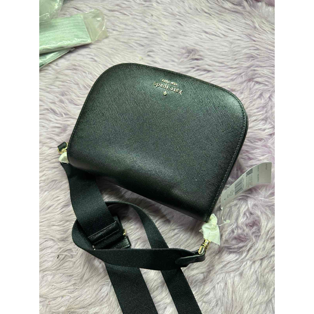 ORIG & IMPORTED KS Madison Saffiano Leather Saddle Black Bag