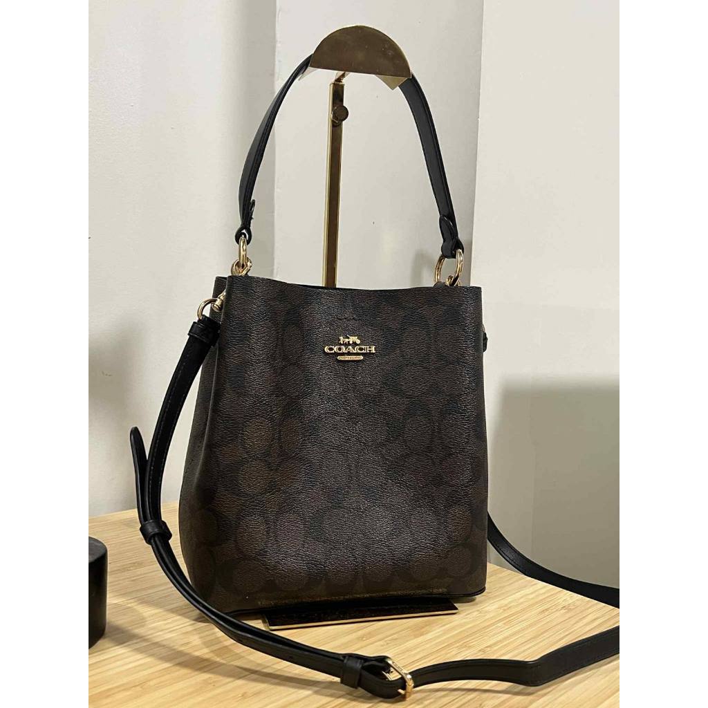 ORIG Preloved CCH Small Town Bucket Bag In Signature Canvas Brown Black