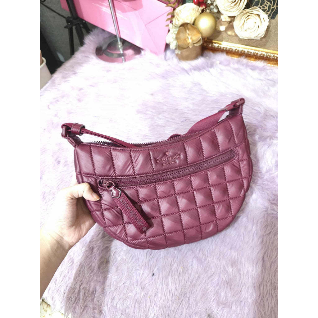 ORIG Preloved KS Camden Quilted Sling Bag Blackberry Red