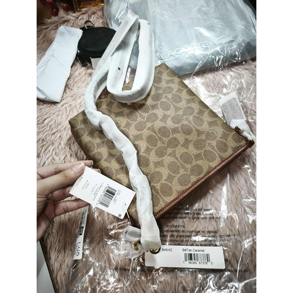 ORIG & IMPORTED CCH Kitt Messenger Crossbody File Slim Brown Bag In Colorblock Signature Canvas