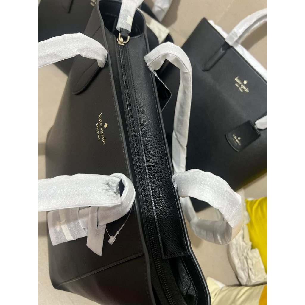 ORIG & IMPORTED KS Dana Saffiano Leather Large Black Tote Bag