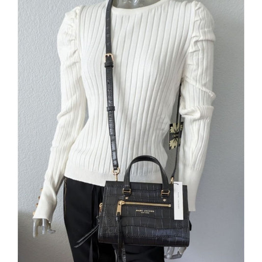 ORIG Preloved MJ Croc-Embossed Mini Cruiser Satchel Black Bag