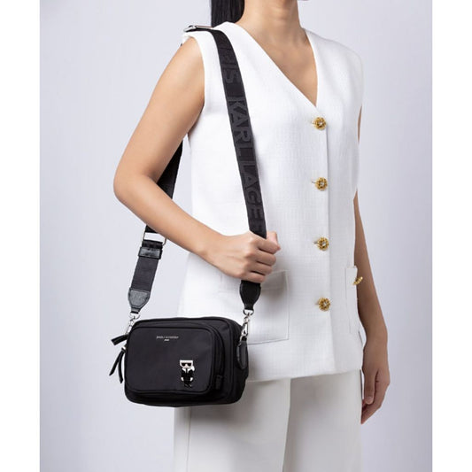 ORIG & IMPORTED Karl Lagerfeld KL Voyage Convertible Belt Nylon Bag Black