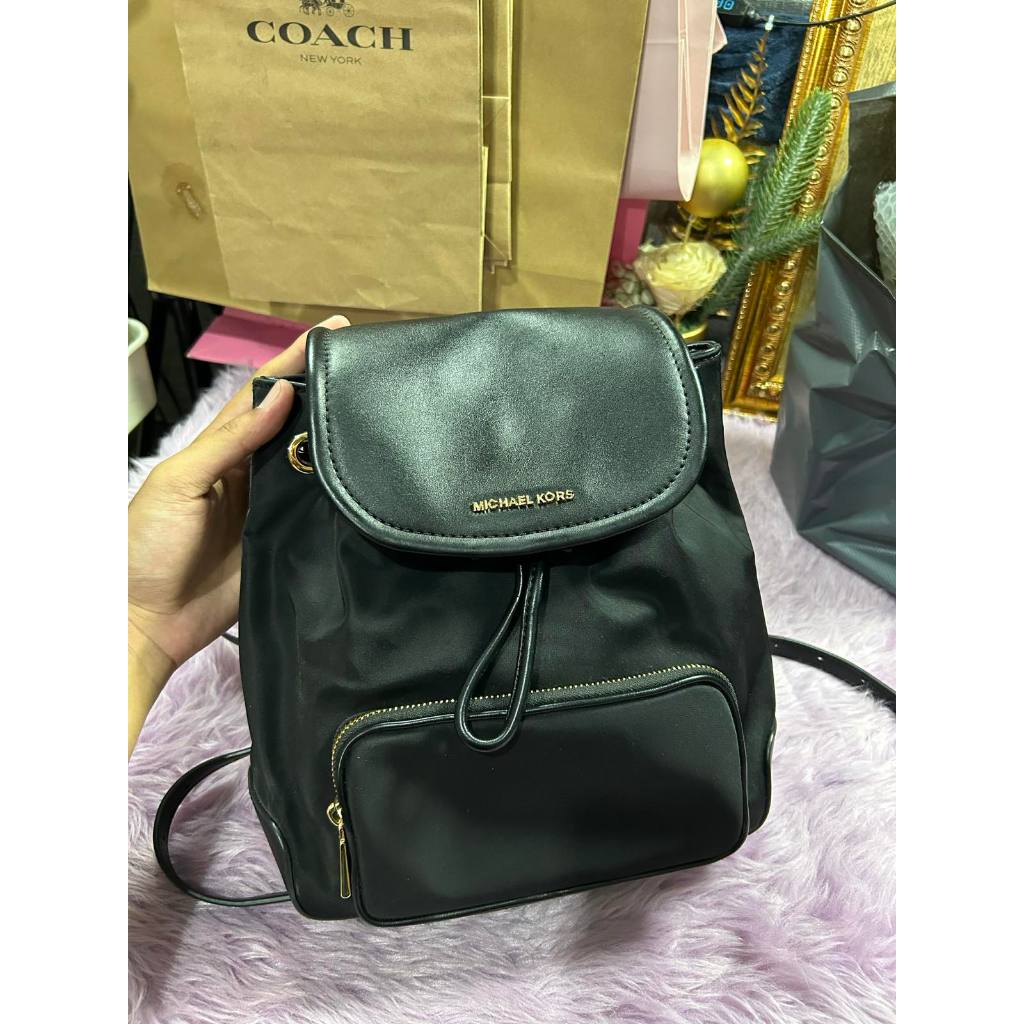 ORIG Preloved MK Cara Small Nylon Backpack Black Bag