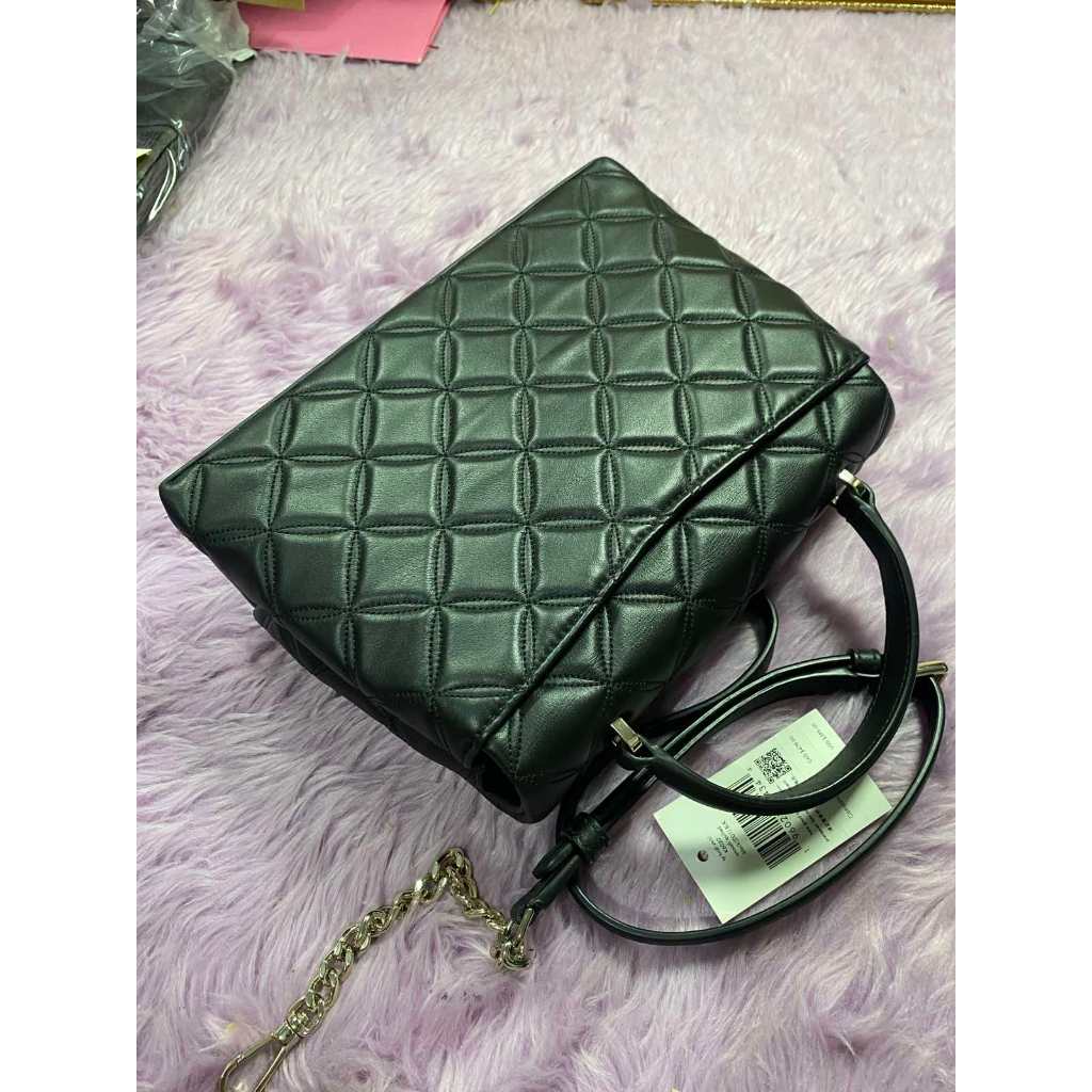 ORIG Preloved KS Natalia Top Handle Satchel Quilted Black Bag