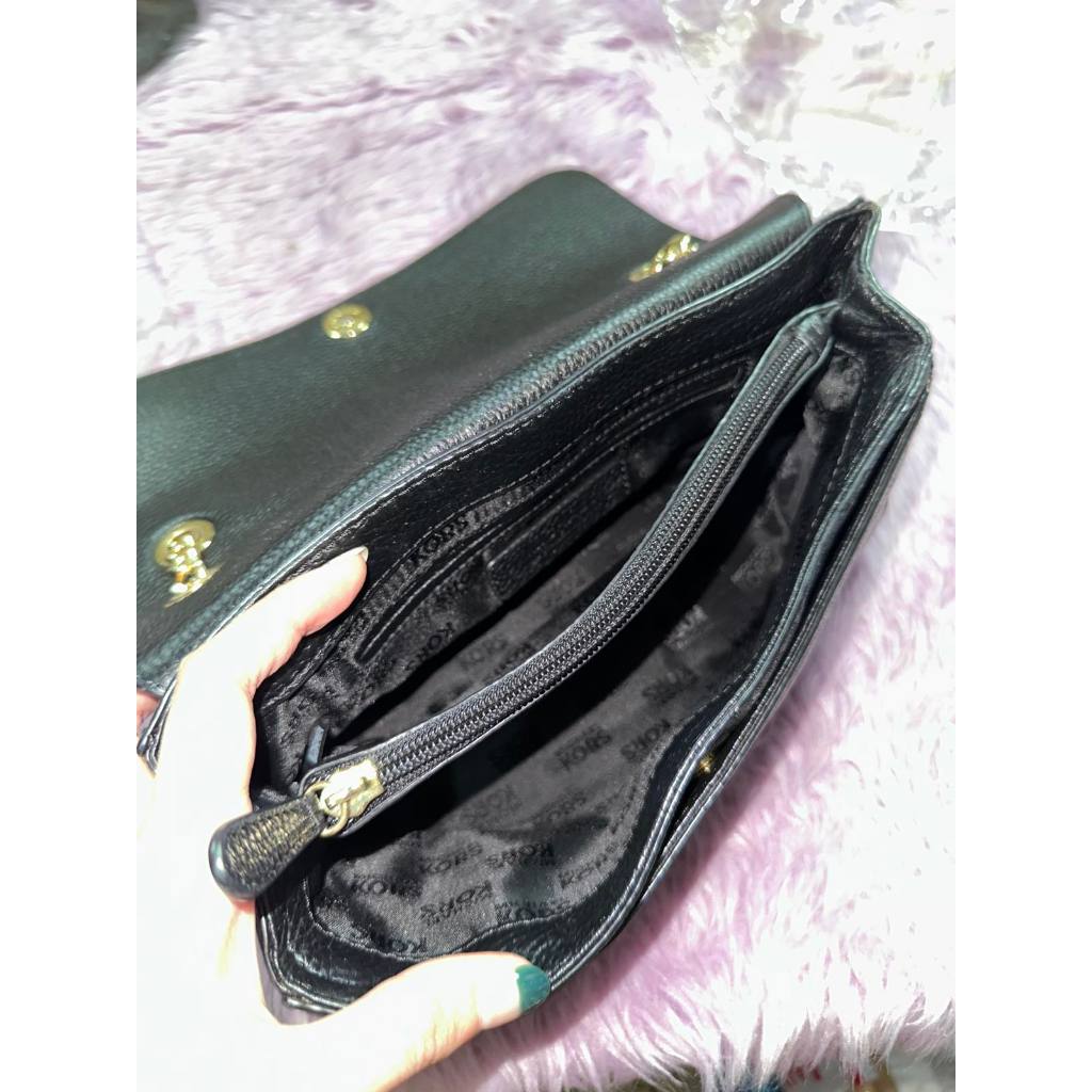 ORIG Preloved MK Fulton Flap Medium Chain Shoulder Bag Black