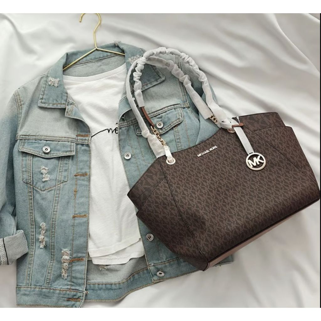 ORIG & IMPORTED MK Jet Set Travel Large Chain Shoulder Tote Bag Brown