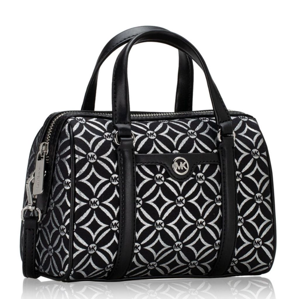ORIG & IMPORTED MK Mini Small Metallic Duffle Crossbody Black Silver
