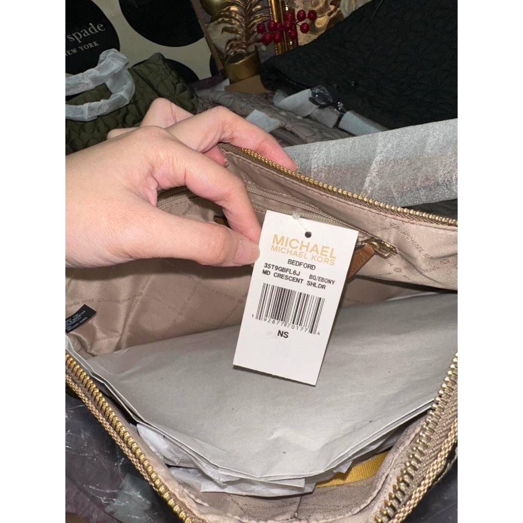 ORIG & IMPORTED MK Jet Set Bedford Hobo Shoulder Brown Bag Jacquard Canvas