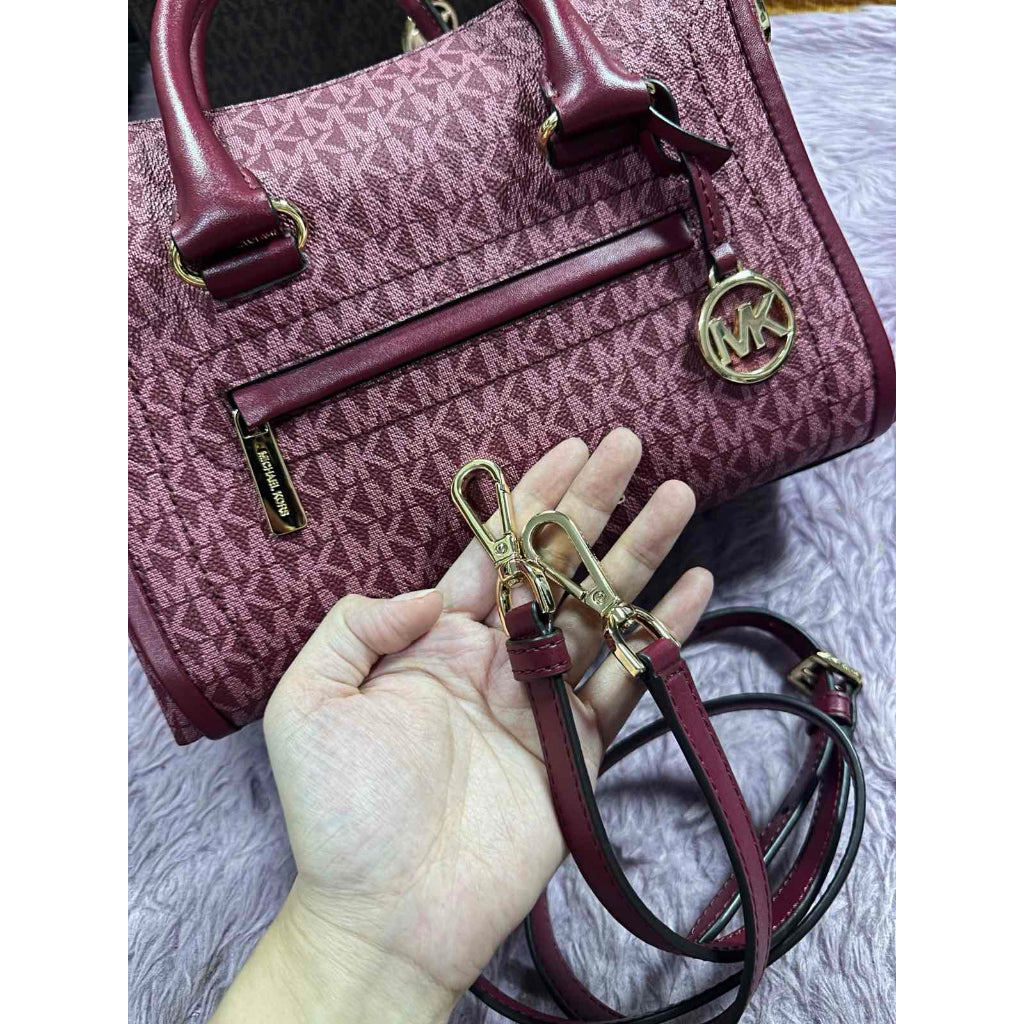 ORIG Preloved MK Carine Medium Logo Satchel Maroon Bag