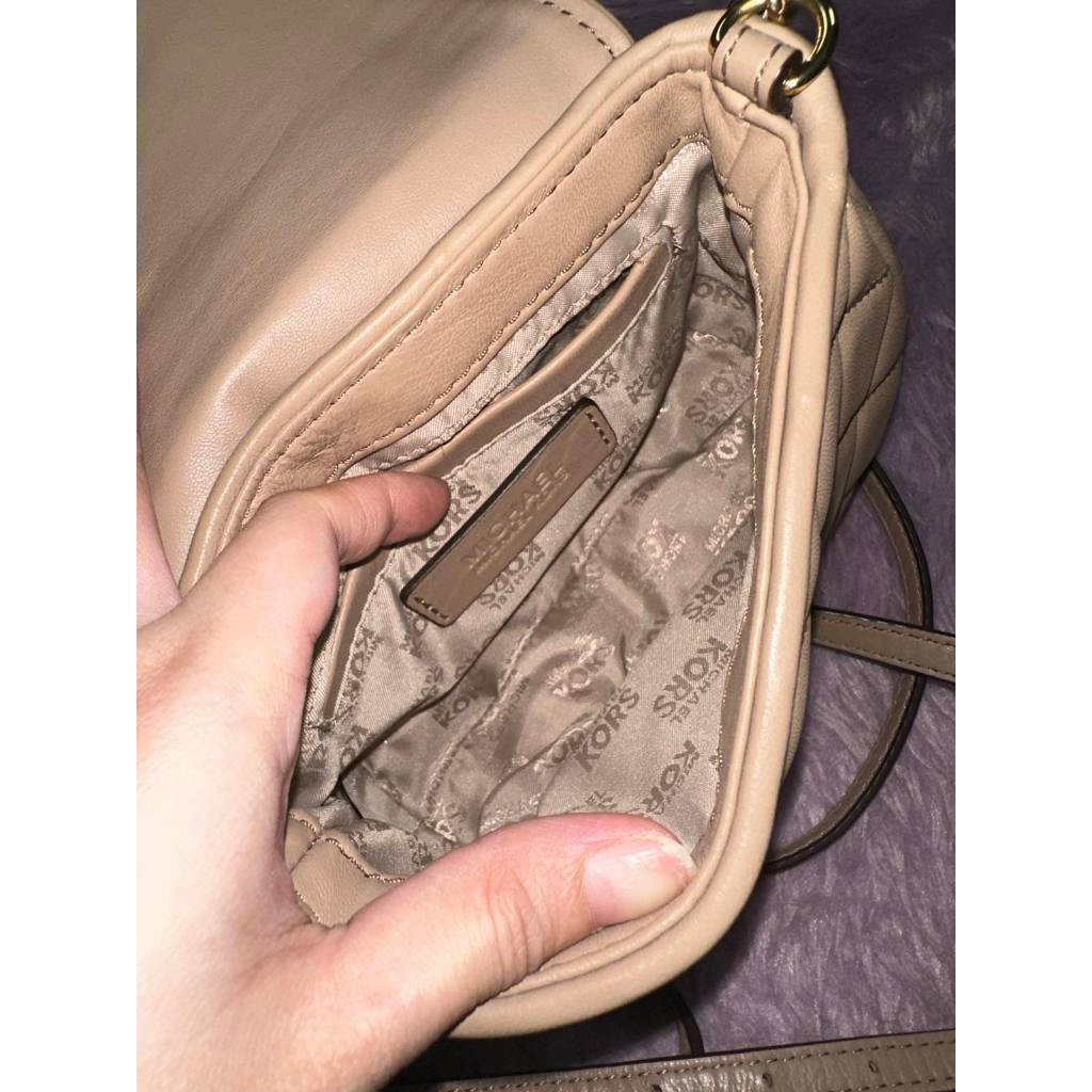 ORIG Preloved MK Fulton Small Quilted Leather Beige Crossbody Bag