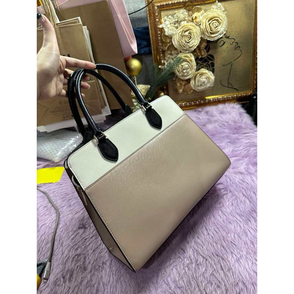 ORIG Preloved Kate Spade KS Small Madison Satchel Beige Bag