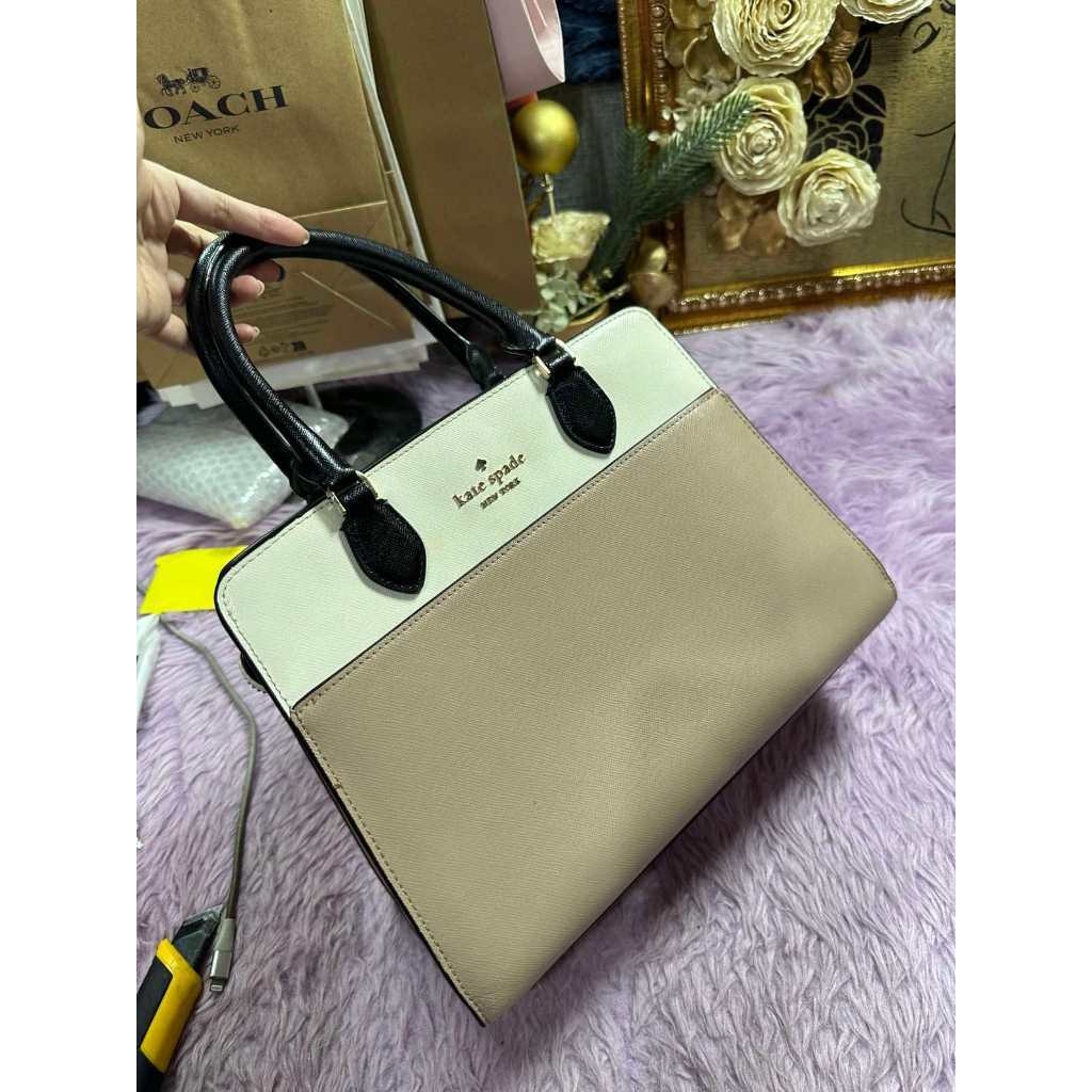 ORIG Preloved Kate Spade KS Small Madison Satchel Beige Bag