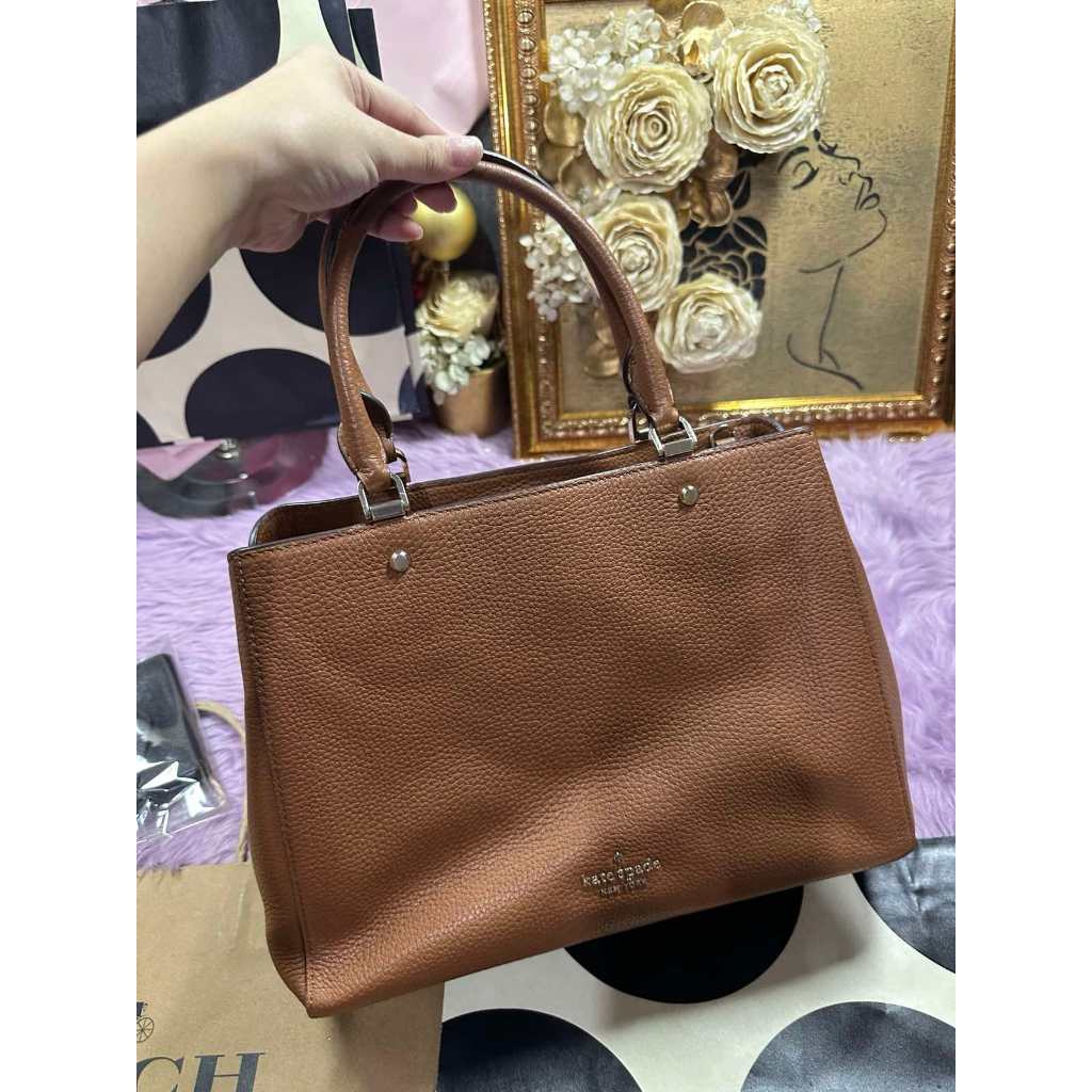 ORIG Preloved KS Leila Triple Compartment Satchel Crossbody Brown Bag