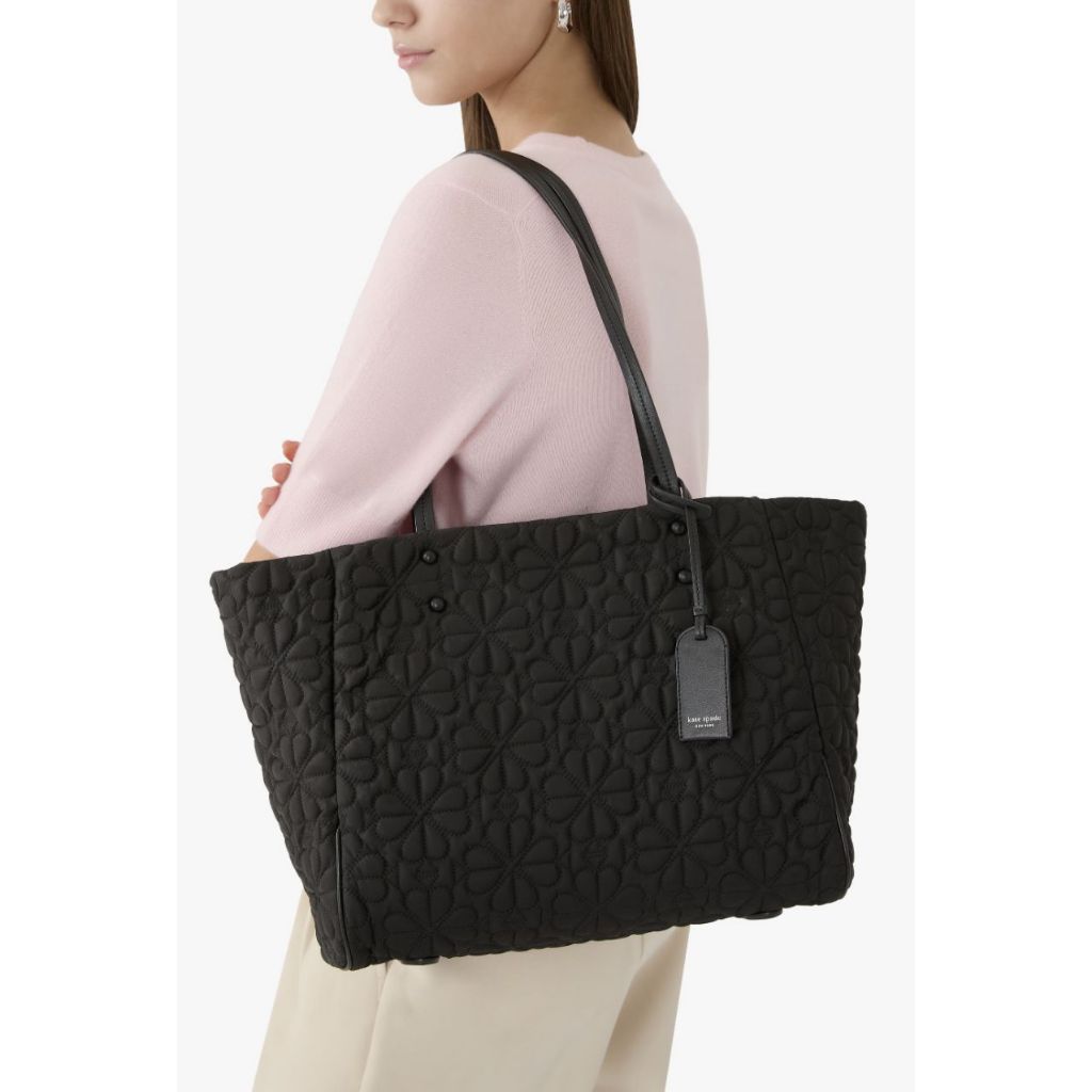 ORIG & IMPORTED KS Retail Tilly Quilted Medium Nylon Tote Black Brown Bag