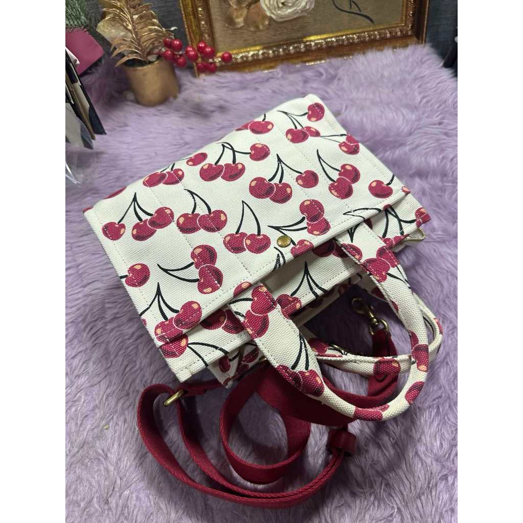 ORIG Preloved CCH RARE Cargo White Tote Bag 26 With Cherry Print