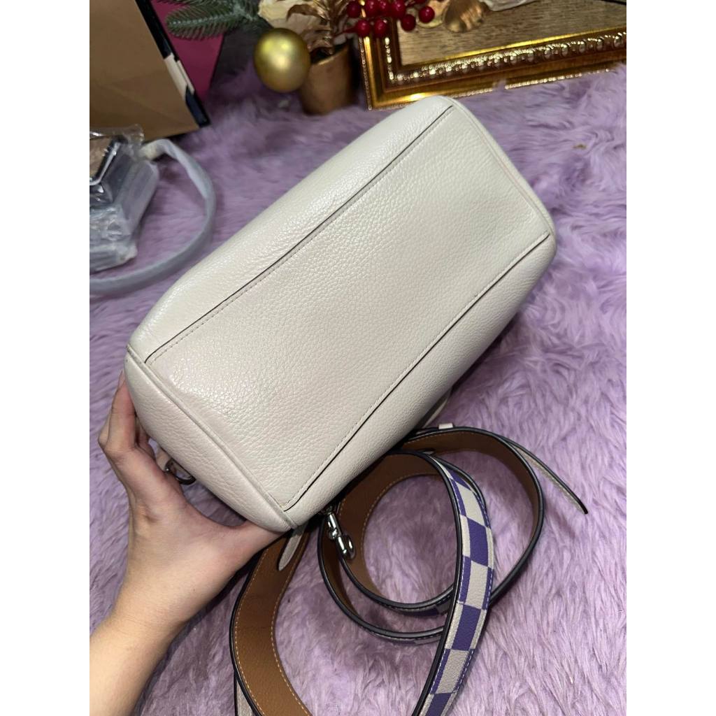 ORIG Preloved CCH Rowan Satchel White Bag With Thick Purple Strap